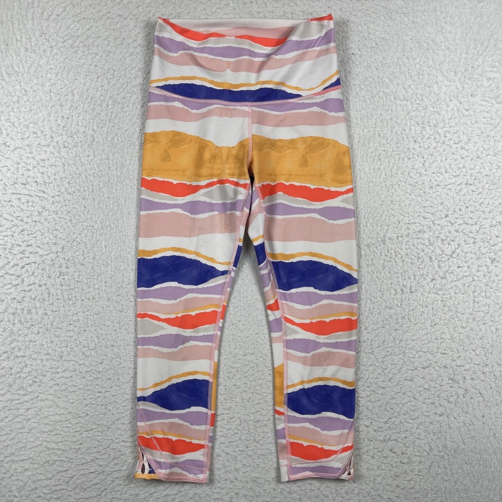 Lululemon Crop Leggings Womens 6 Multicolor Abstract Wave High Rise Gym Yoga